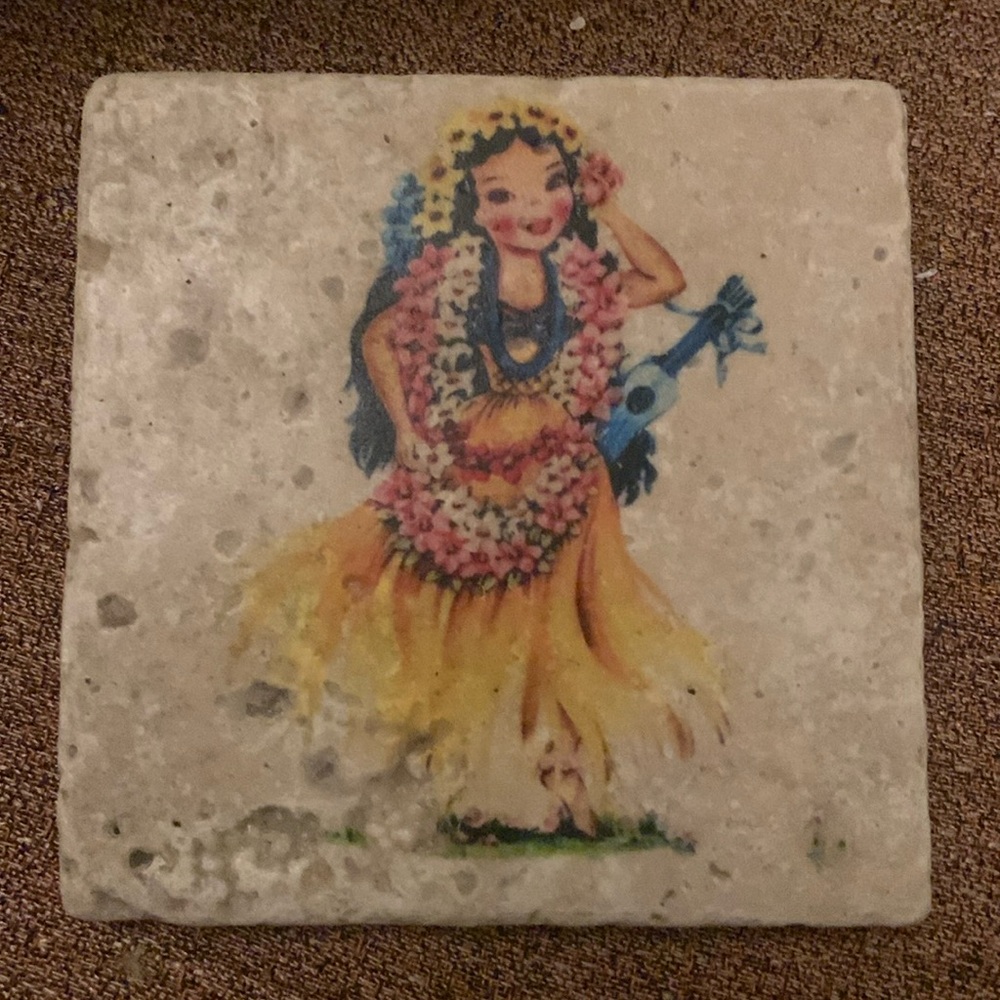 Vintage look Hula Girl coaster